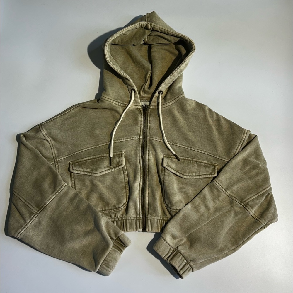Urban Outfitters Beige Fleece-Lined cropped Jacket